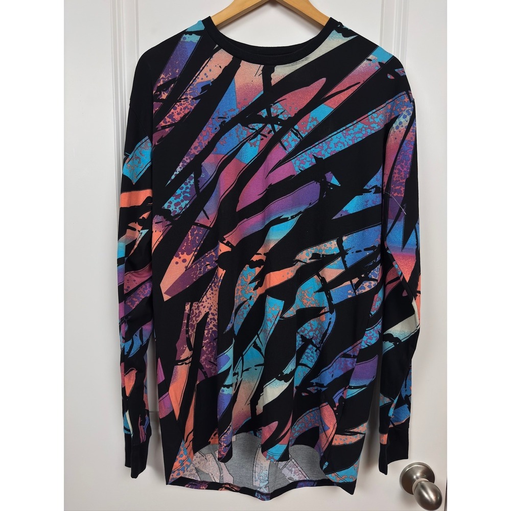 LuLaRoe Long Sleeve Hudson Top 80's Graffiti Wild Style Print Medium